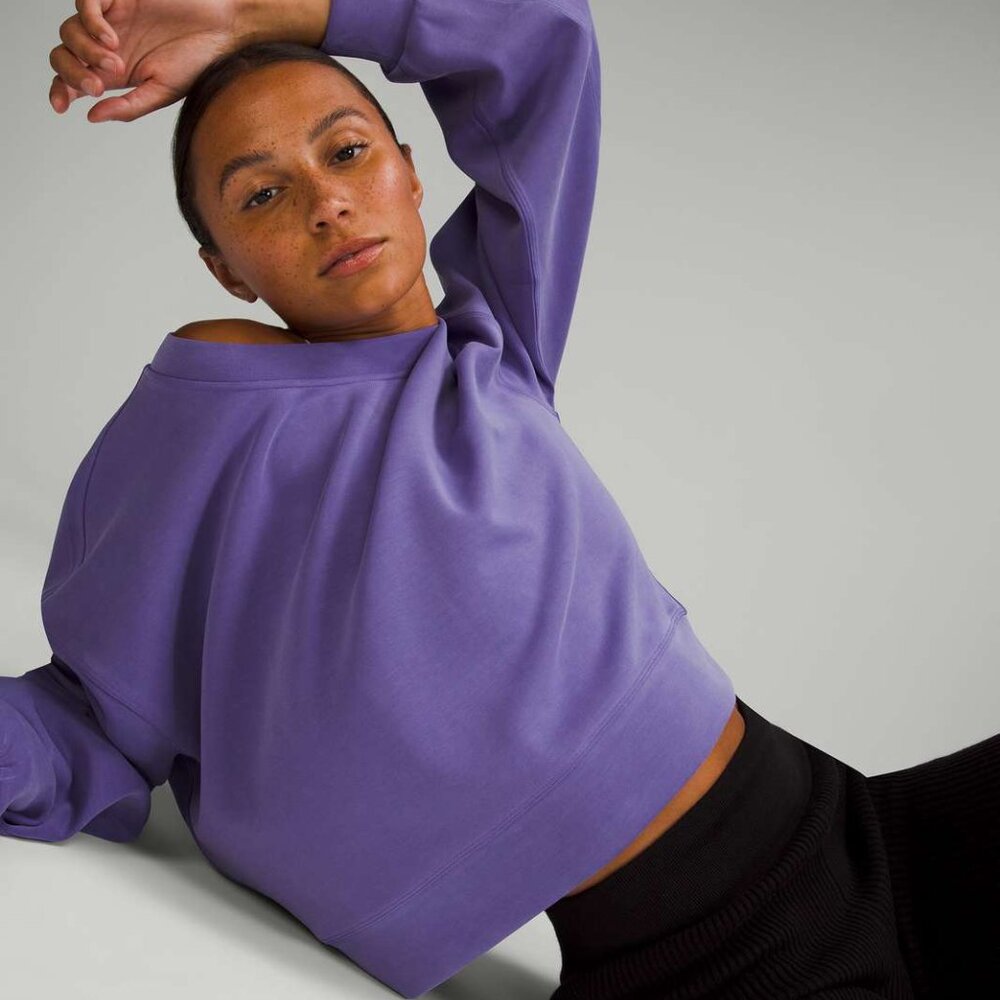 Lululemon Perfectly Oversized Cropped Crew *Softstreme Charged Indigo Size 4